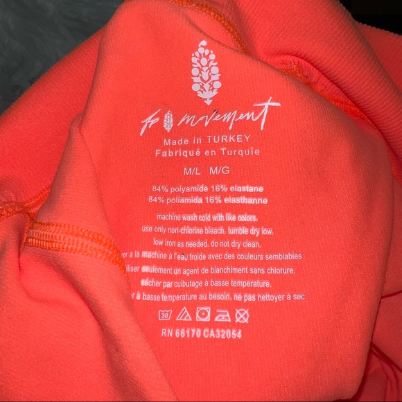 Free People Movement Let’s Go Seamless Bike Shorts Neon Orange Medium - Picture 3 of 3